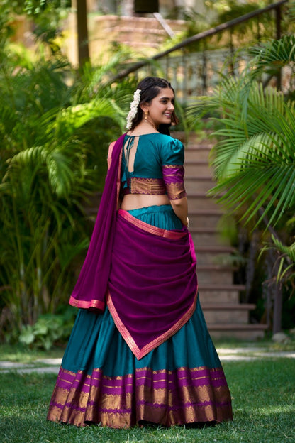 Navy Blue & Byzantine Lehenga Choli For Women with Pretty Blouse