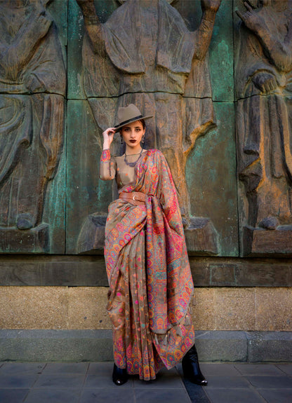 Tortilla Kashmiri Kani Silk Saree with Floral Designer Blouse