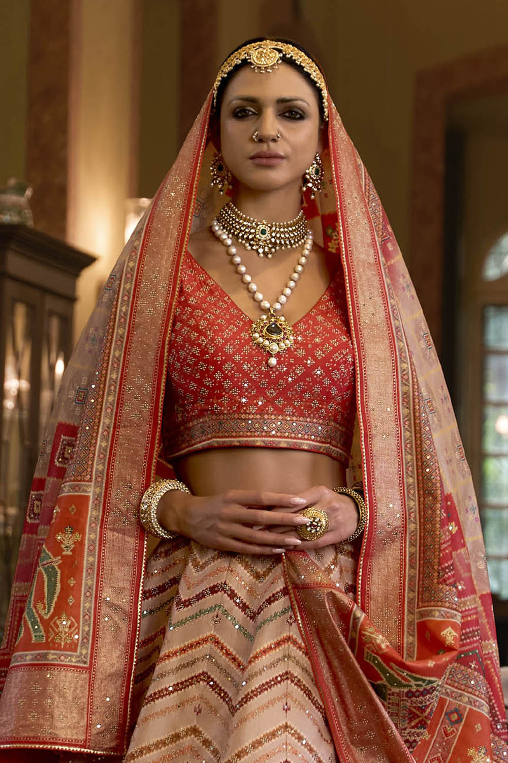 Pumpkin Orange & Multi-colored Designer Lahenga Choli Designer Dupatta and Blouse